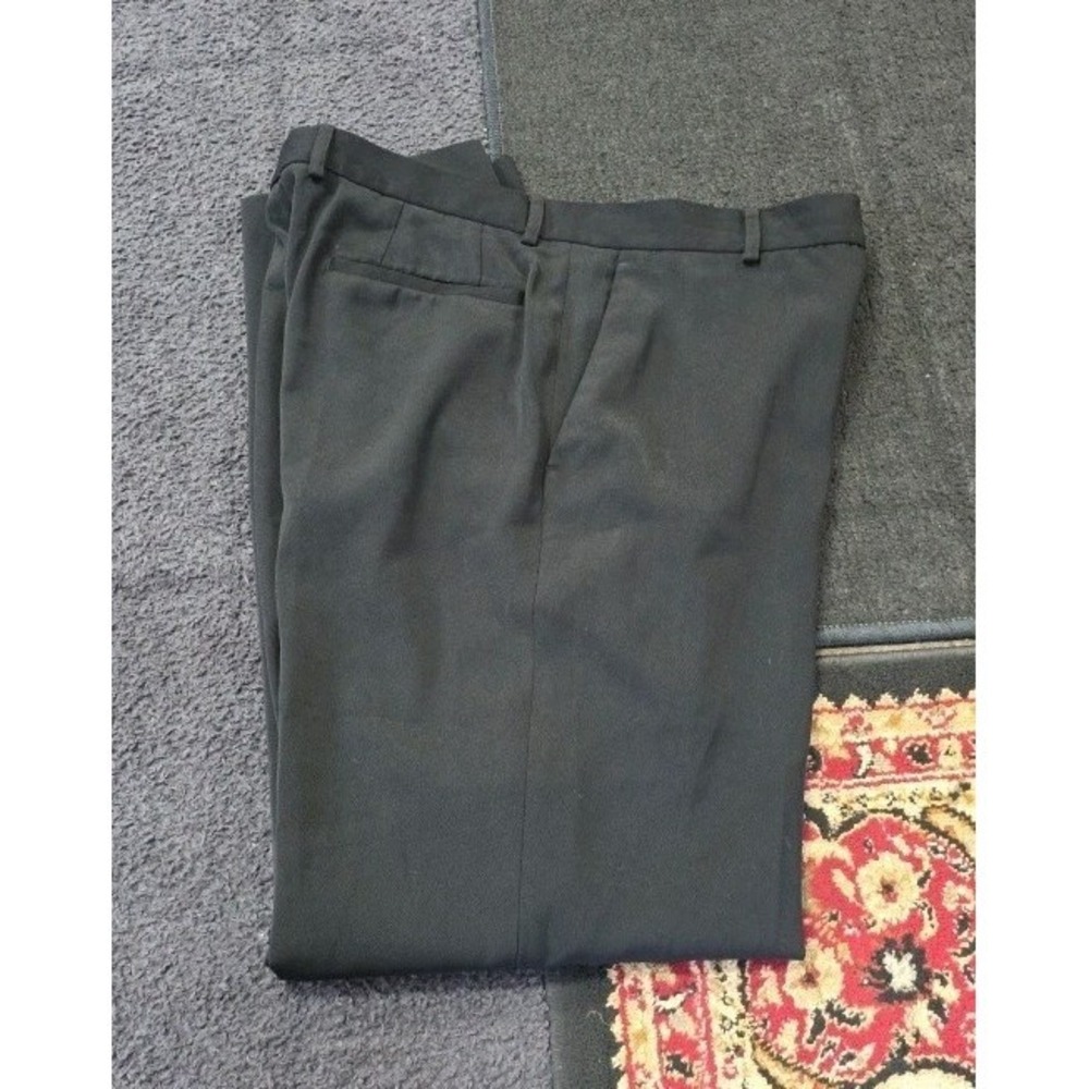 Claiborne Men's Black Flat Front Dress Pants Size 34x32 Stretch Polyester D